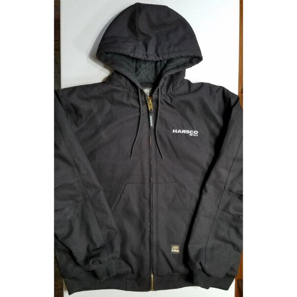 BERNE Full Zip Hooded Heavy Duck Canvas Quilt Lined Work Chore Coat Jacket XL - Picture 1 of 16